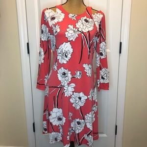 Ivanka Trump Long Sleeve Pink Floral Dress with Cutout Detail size Medium